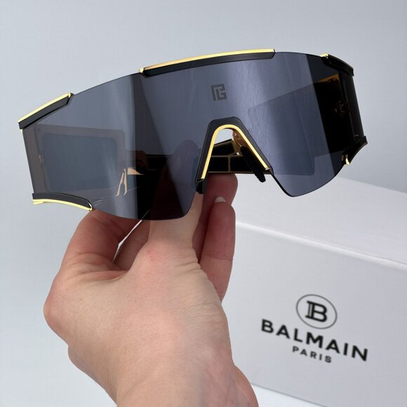Balmain FLECHE BPS-138A-141 Women Sunglasses Titanium Gold Grey Mirror Mask - Picture 1 of 14